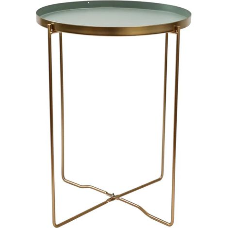 Frosty Tisch mit goldenen Beinen und dunkelgrünem Tablett 36x47,5