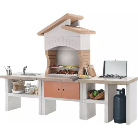 cucina da esterno palazzetti "cordoba" in cemento 270x70x193 cm