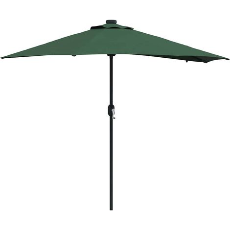 Ombrellone da giardino pieghevole moderno con LED solari 294 x 150 x 223 cm poliestere verde 020058659