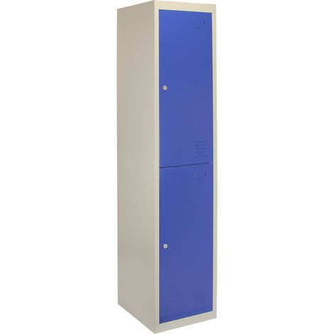 MonsterShop - Armadietto da Montare con 2 Porte Blu 45cm x 38cm x 180cm in Acciaio per Scuole, Palestre e Spogliatoi