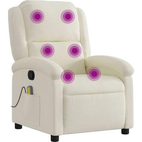 Fauteuil de massage inclinable en velours beige (1/5)
