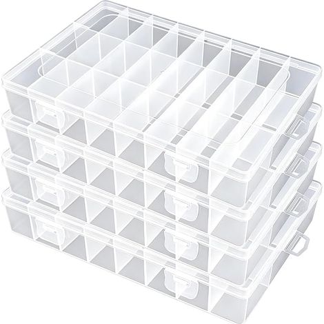 boîte rangement plastique avec 24 compartiments Organisateur pour petites pièces pour vis et autres petites pièces 19.5 x 13.2 x 3.6cm transparent (1/5)