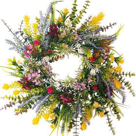 Couronne Fleurs Sauvages - Couronne Artificielle Printaniere - Decoration Maison Mariage - 1 Unite (1/4)