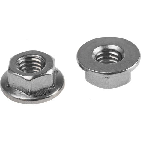 Ecrou hexagonal à collerette de diamètre 14.2mm, M6, Acier Inoxydable A2 304 ( Prix pour Sachet de 50 )