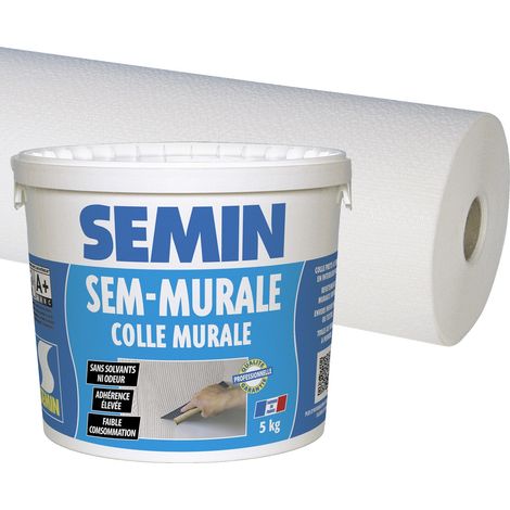 Semin – Colle multi-usage pour toile de verre – Seau 5 kg – Colle sans solvant pour murs et plafonds – Convient locaux humides (1/5)