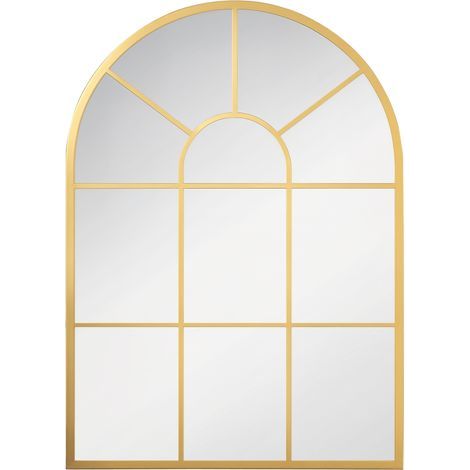 Miroir mural en métal cadre doré en forme de voûtée – 70 x 50 cm – décoration pour entrée ,chambre à coucher, salon (1/5)