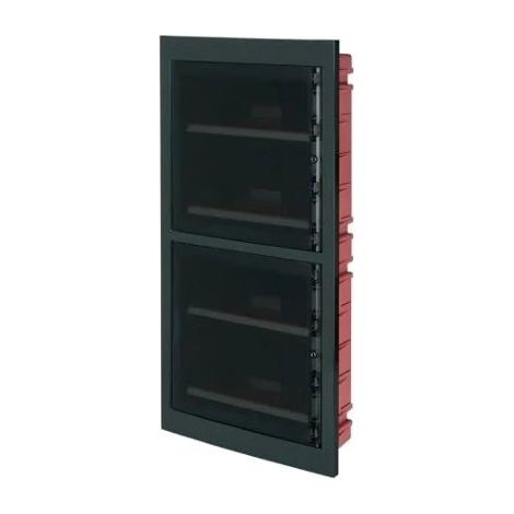 Tableau électrique encastré ETTROIT 72 modules IP40, noir avec porte fumée transparente - DB110972B