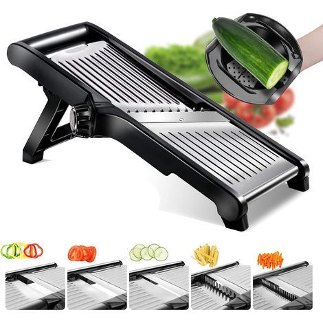 Tritatutto per verdure in acciaio inox 3 in 1, affettatrice e grattugia multiuso, affettatrice da cucina con guanti antitaglio e spazzola per la pulizia (1/5)