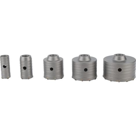 Foret de Scie Cloche pour Béton avec Tige 30mm 40mm 65mm 80mm 100mm, Kit de Mèches de Coupe pour Ouvre-trou 9 Pièces