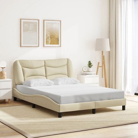 Estructura de cama sin colchón Hvar tela crema 120x200 cm vidaXL (1/5)
