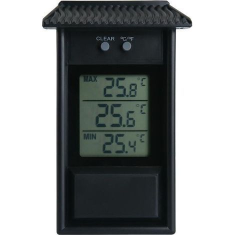 Hut thermomètre numérique de jardin extéri - Mini/Maxi thermomètre - Facile à fixer - Lecture immédiate - Mémoire des minimums et maximums - - Pour jardin, serre - 13x8CM-Noir (1/3)