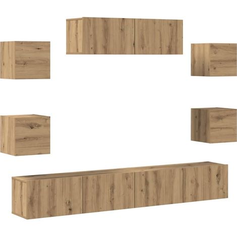 Maison Exclusive - 7-tlg. TV-Schrank-Set Wandmontage Artisan-Eich