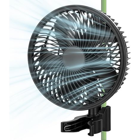 Grow Ventilator Oszillierend mit Clip, Clip Ventilator mit EC-Motor, 10 Stufen & 2 Modi, 3 m Kabel Klemmventilator für Grow Zelte, Anzuchtzelt, 150mm Durchmesser, 544 m3/h Luftstrom, 28 dB(A)(1 Stück) (1/5)
