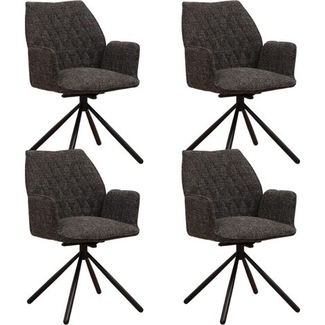 Set mit 4 drehbaren Novan-Esszimmerstühlen aus schwarzem Chenille
