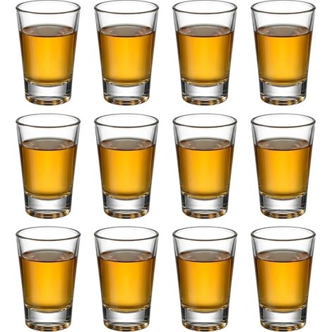 Set 12 Bicchierini in Vetro Trasparente per Caffè e Liquore, Shottini da 40ml,Cicchetto Design elegate Cilindrico Alto 7cm,Diametro 4,5x4,5 cm, Ideale per Casa, Bar e Ristorazione Professionale