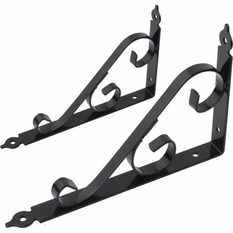 GDHZS- 2 Pièces Equerre Etagere Murale, Support Etagere Equerre Charge Lourde, Support Etagere Murale Équerre Étagère De 90 Équerre Murale en Métal Charge Lourde, Pour Cuisine,Chambre(Noir) (1/4)