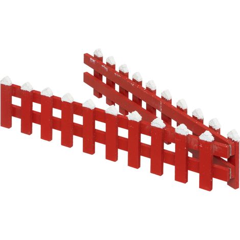 Déco de Noël Clôture en bois Rouge finition enneigé L 90 x H 10 cm - Feeric Christmas (1/3)
