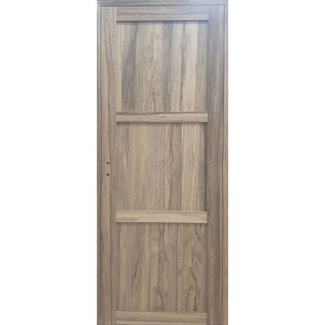 Bloc Porte Bois Frake 3 Panneaux H204 X L83 Cm Côte Tableau P.droit Gd Menuiseries (1/5)
