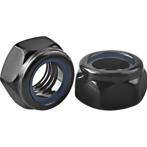Dadi esagonali M4, 25 pezzi, in acciaio inox V2A A2 DIN 985, dadi autobloccanti neri per viti, bulloni e barre filettate, per uso interno ed esterno. (1/5)