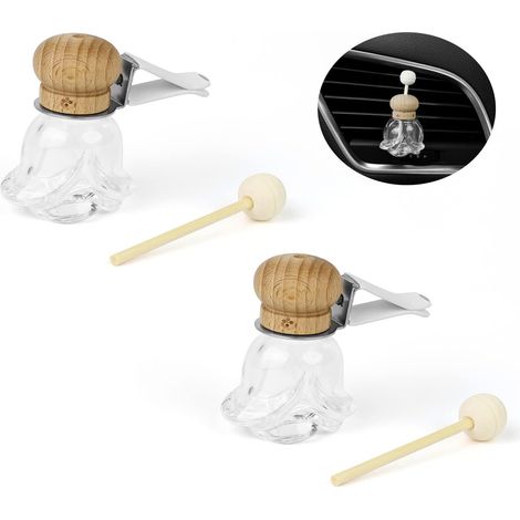 Lot de 2 flacons diffuseurs de voiture de 6 ml, diffuseurs de parfum en verre vides, flacons d'huile essentielle de parfum. (1/5)