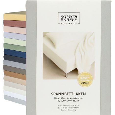 SCHÖNER WOHNEN sábana ajustable FLAT - 1 unidad 200x200 cm, Blanco