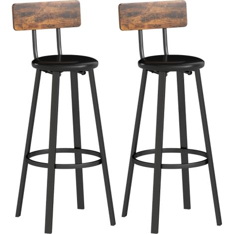 Industrial-Style Brown and Black Bar Stools Set of Two for Modern Home Decor and Kitchen Seating