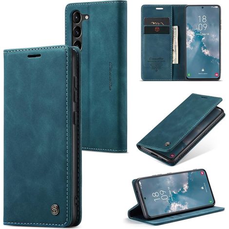 Coque pour Samsung Galaxy S23, Etui Protection Housse Premium en Cuir PU, Emplacements Cartes Magnétique Pochette de Portefeuille Flip Case pour Samsung Galaxy S23 - Turquoise (1/5)