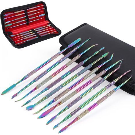 Lot de 10 outils de sculpture de cire à double extrémité en acier inoxydable avec étui de transport pour sculpter, détailler, sculpture de poterie (1/5)