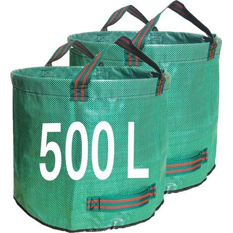 Set aus 2 robusten 500-Liter-Gartenmüllsäcken mit Griffen, ideal zum Sammeln von Gartenabfällen, Rasenschnitt und mehr. (1/5)