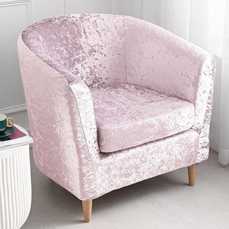 Set of 2 stretch velvet armchair covers with removable cushion cover for sofa, club, bar, lounge counter (pink) (1/5)