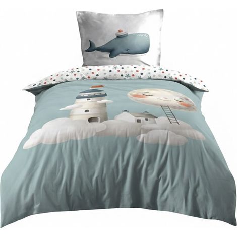Housse de couette + 1 taie 140 x 200 cm Moby la baleine