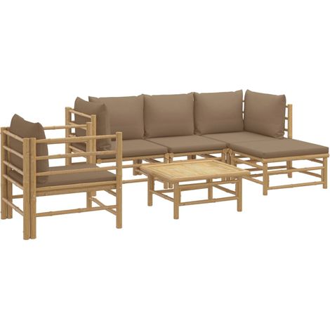Mobili da giardino mobili da esterno Set di mobili da 6 pezzi con cuscini in bambù tortora 020016946