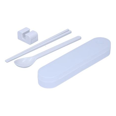 Coffret de couverts réutilisables en PP avec cuillère et baguettes portables, boîte de rangement incluse pour maison, école et repas (1/5)