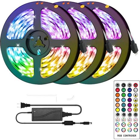 Ruban LED 10M Intelligent Bluetooth, 10M 300Leds Ruban Intelligent Music Sync Bande de lumière LED RGB à changement de (1/4)