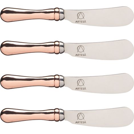 Artesa Juego de Cuchillos para Mantequilla, Cubiertos de Acero Inoxidable, Juego de 4 Cuchillos para Mantequilla, 17cm cada uno, 1 Juego
