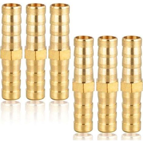 mm (5/16") brass pipe fittings, 6 pieces, straight groove, socket, threaded pipe connector (1/3)