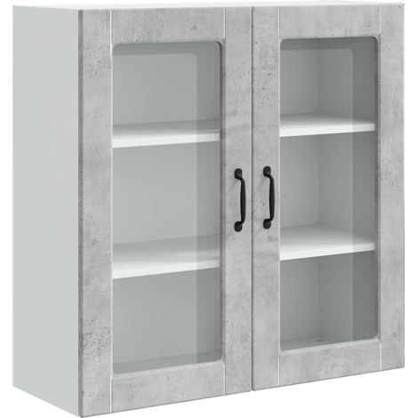 Maison Exclusive - Mobile in vetro da parete PORTO Grigio cemento 80 x 31 x 80 cm