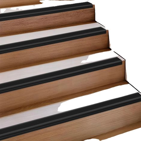 Perfil para bordes de escaleras, autoadhesivo, antideslizante, color negro. (1/2)