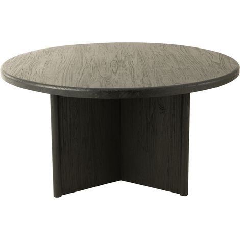 Table à manger ronde en teck Noir Mat 150x150x75 cm (1/5)