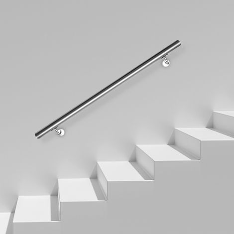 SWANEW Edelstahl Handlauf 50 - 200 cm Treppengeländer Innen &Außen Geländer Wandhandlauf für Treppe aus Edelstahlrohr V2A, Mit Montagematerial, Länge: 140 cm (1/5)