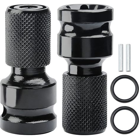 2er-Pack Schlagschrauber-Stecknuss-Adapter-Set, 1/2-Zoll-Vierkantkopf auf 1/4-Zoll-Sechskantschaft-Konverter mit Stiftring für Schlag-Ratschenschlüssel-Schraubendreher-Bit