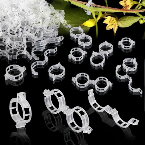 300 clip di supporto per pomodori, tutori per piante, clip da giardino per pomodori, clip per piante rampicanti, clip di supporto per ortaggi, clip per pomodori e viti (trasparenti)