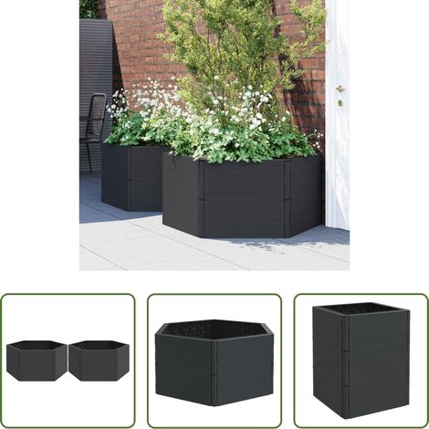 Pot de jardin - Jardinières de jardin 2 pcs anthracite PP (1/5)
