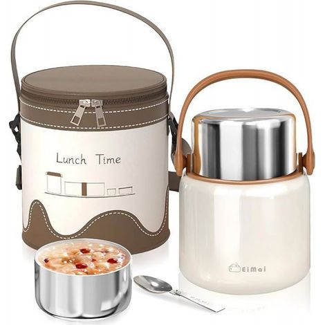 Boîte Alimentaire Isotherme - Acier Inoxydable - 860ml - Étanche - Conserve Chaleur 12h - Froid 24h (1/5)