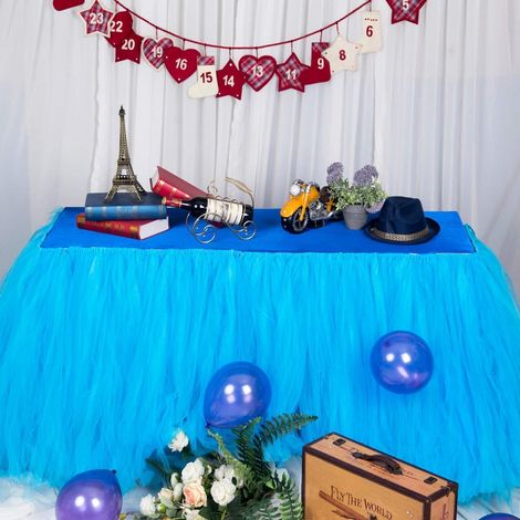 Tischrock Tüll 183x80cm Blau für Babyparty, Hochzeit, Geburtstag, Party