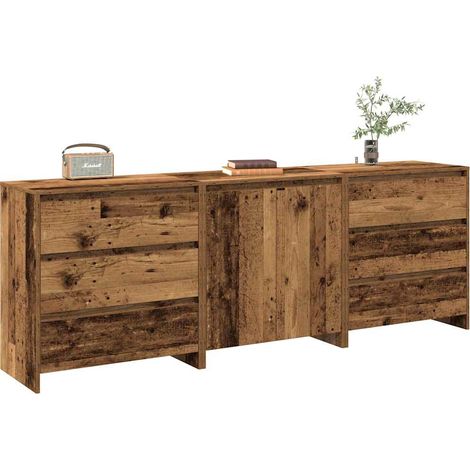 3-tlg. Sideboard Altholz-Optik Holzwerkstoff
