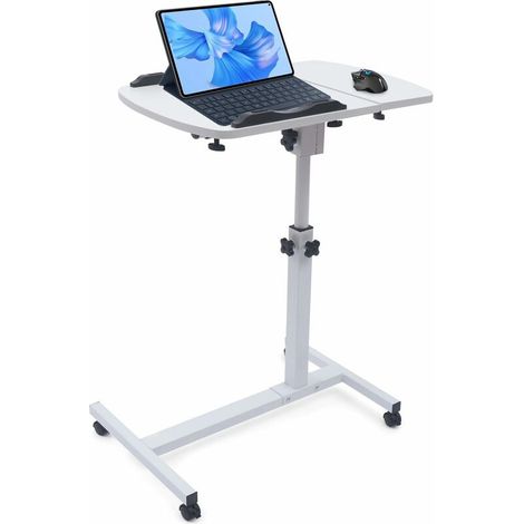 Tavolino per laptop regolabile in altezza da 65 a 95 cm, scrivania per laptop con ruote, tavolo per computer per ufficio/camera da letto