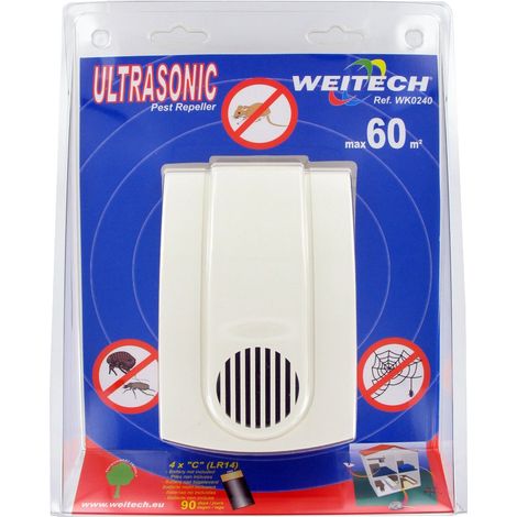 Weitech - Ultraschall Vertreiber gegen Mäuse, Spinnen, Zecken, Flöhe