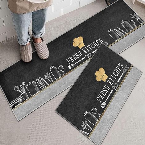 Lot 2 Tapis Anti-Fatigue 40x60+40x120cm, Antidérapants/Anti-Poussière, Design Abstrait, Intérieur (1/5)