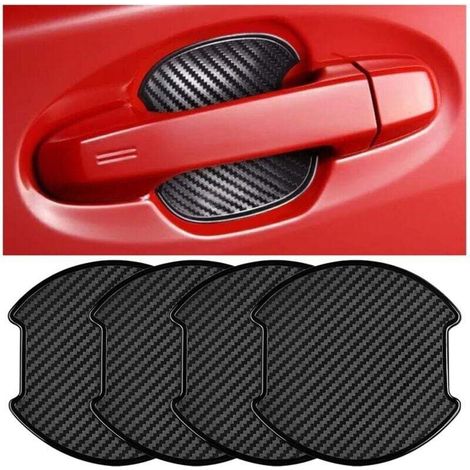 Protectores antiarañazos para manijas de puertas de coche, juego de 4 pegatinas de TPU con textura de fibra de carbono 3D, accesorios de protección de pintura para manijas de puertas, compatibles con 